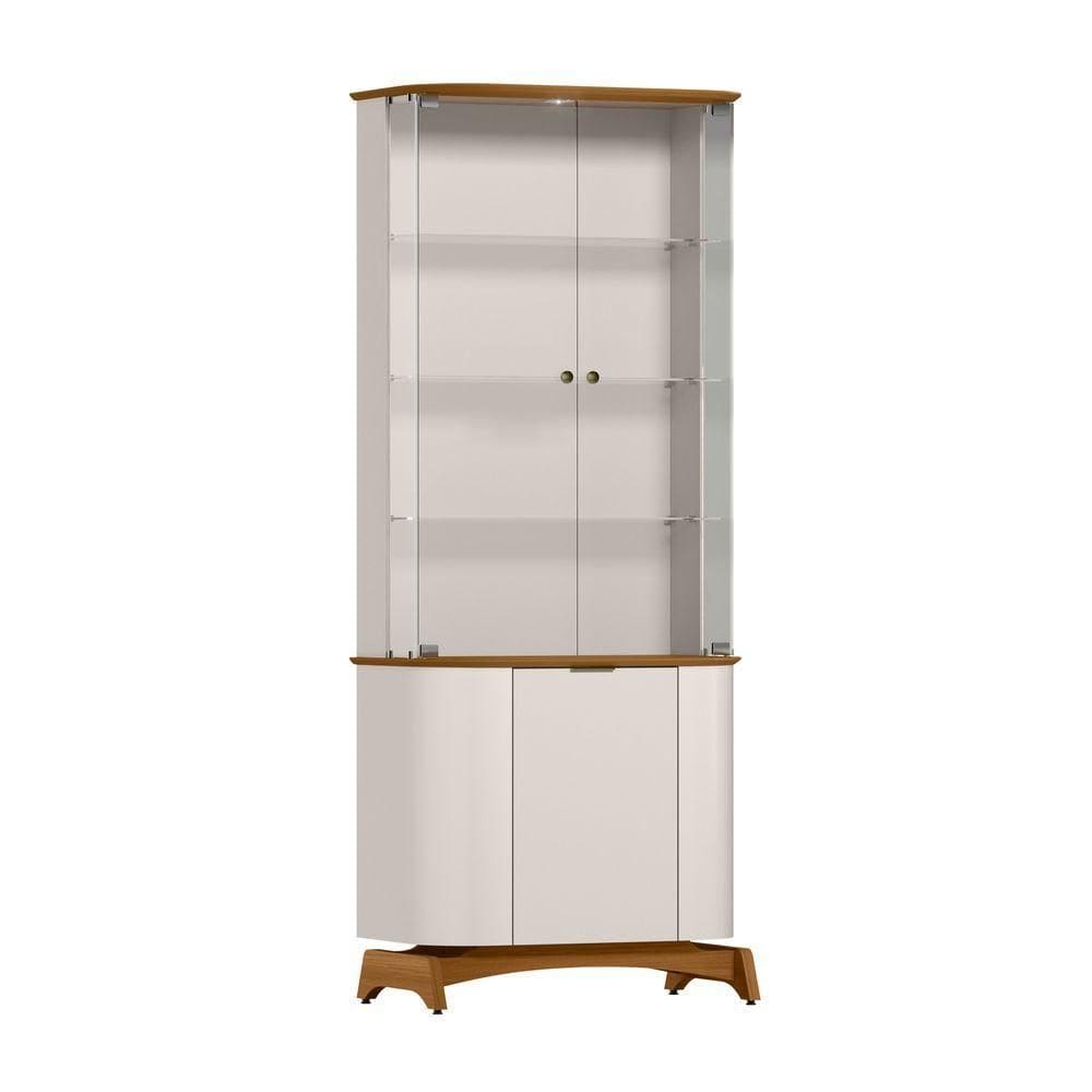 Cristaleira Para Sala De Jantar Com Portas Em Vidro Serena Off White/ypê - New Ceval
