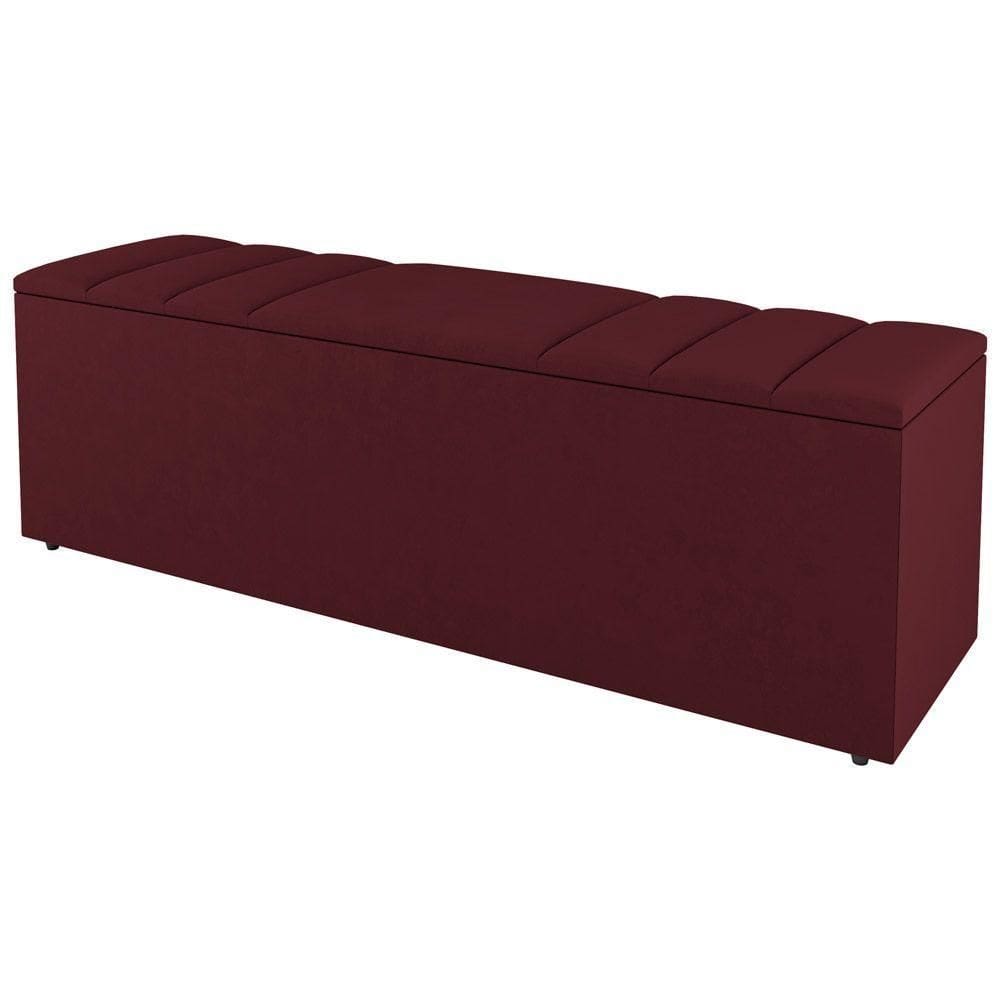 Calçadeira Baú Casal Grace 140cm Suede Bordô - Abmaza