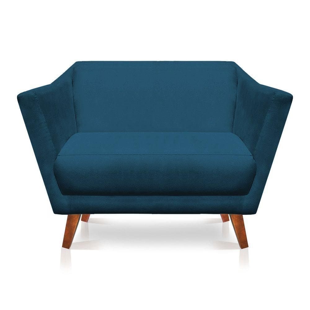 Namoradeira Lorena Suede Pés Castanho Azul Marinho