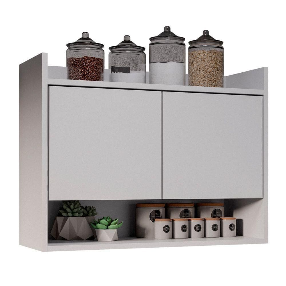 Armário Aéreo Cozinha Multiuso Cecília 70cm 02 Portas Branco - Abmaza