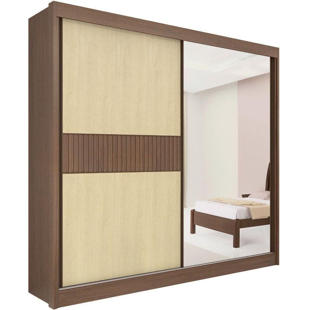 Guarda Roupa Titanium Ripado Castanho Linho 2 Portas 6 Gavetas D?doro