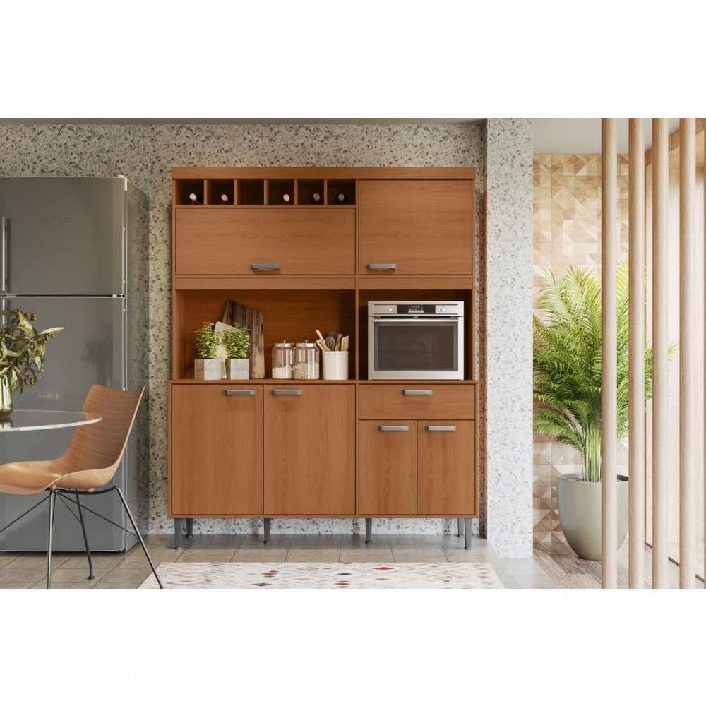 Cozinha Dakota 6 Portas 1 Gaveteiro Com Espaço Para Microondas E Vinhos - Jequitiba