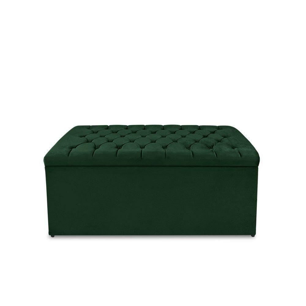 Calçadeira Baú Estofada Dunas Queen 160 Cm - Veludo Verde