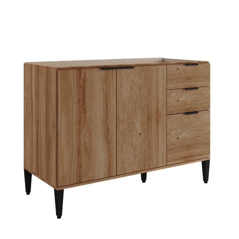 Balcão De Cozinha Miami 1200mm 2 Portas 3 Gavetas Sem Tampo Carraro Freijó