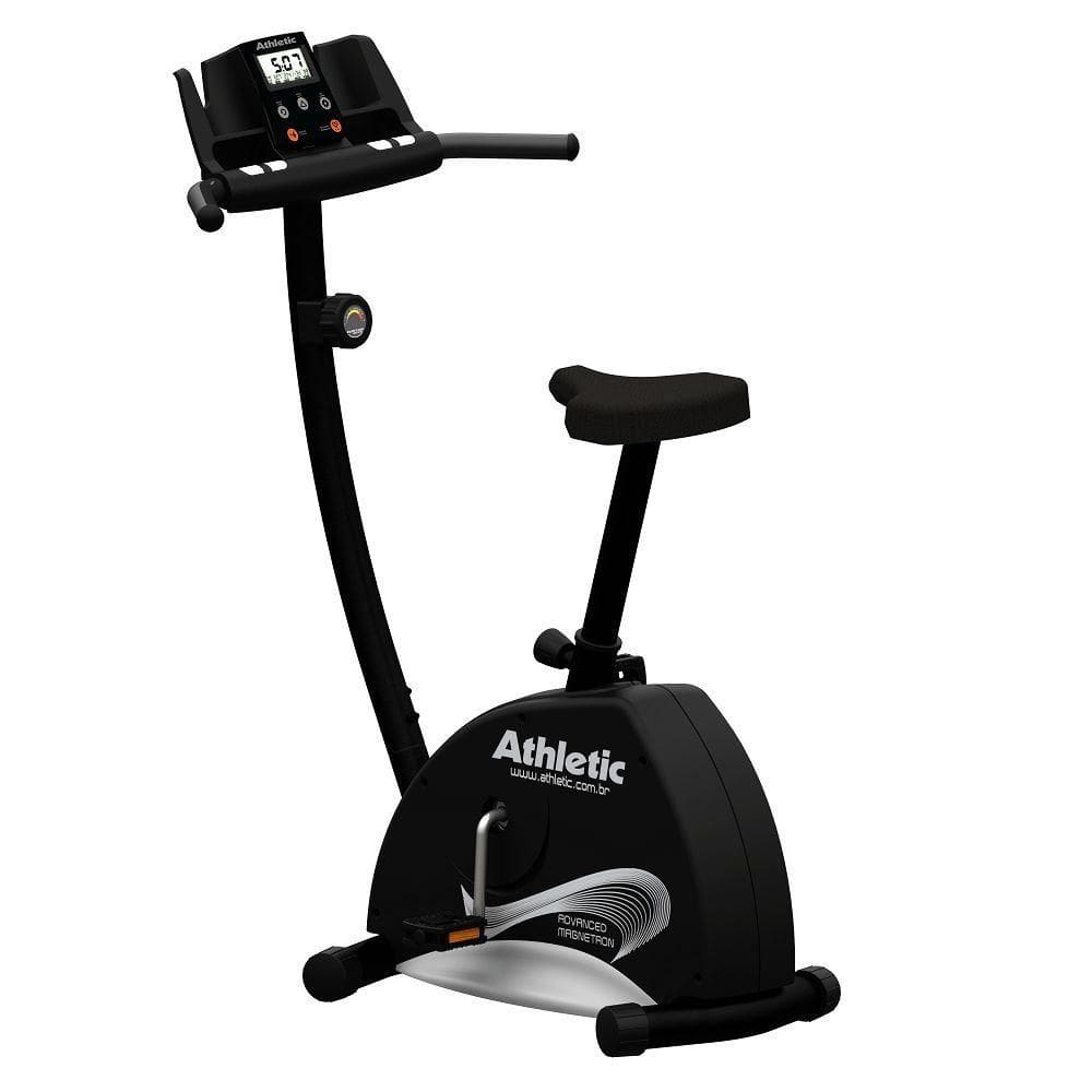 Bicicleta Vertical Athletic Advanced Magnetron 8 Níveis Magnéticos Suporta 140kg Monitor 16 Funções