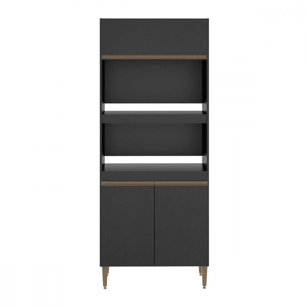 Armário Para Forno Microondas 80x202cm 0453 Menu Móveis Preto