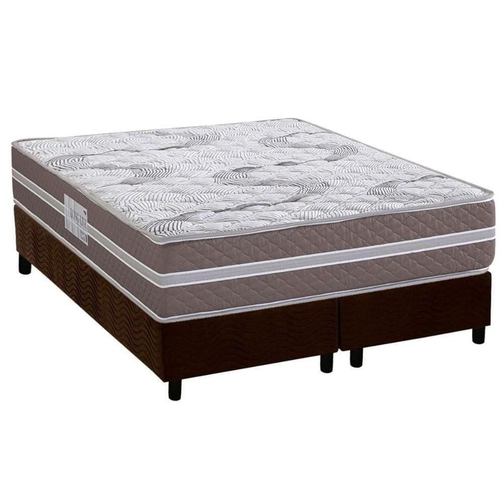 Cama Box Queen: Colchão Espuma D33 Herval Long Live + Base Crc Suede Brown (158x198)