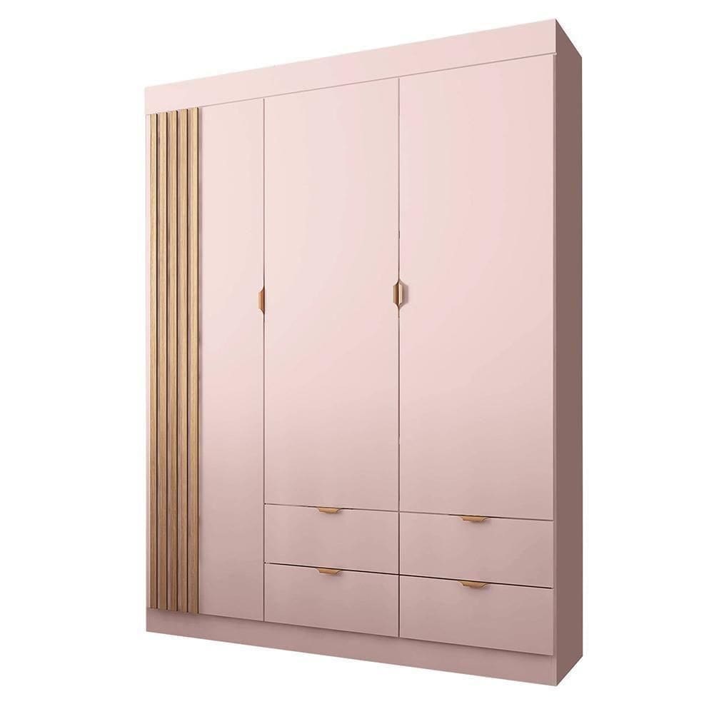 Guarda Roupa Infantil Ayla 3 Portas E 4 Gavetas Rosê Acetinado - Phoenix Baby Rosê Acetinado