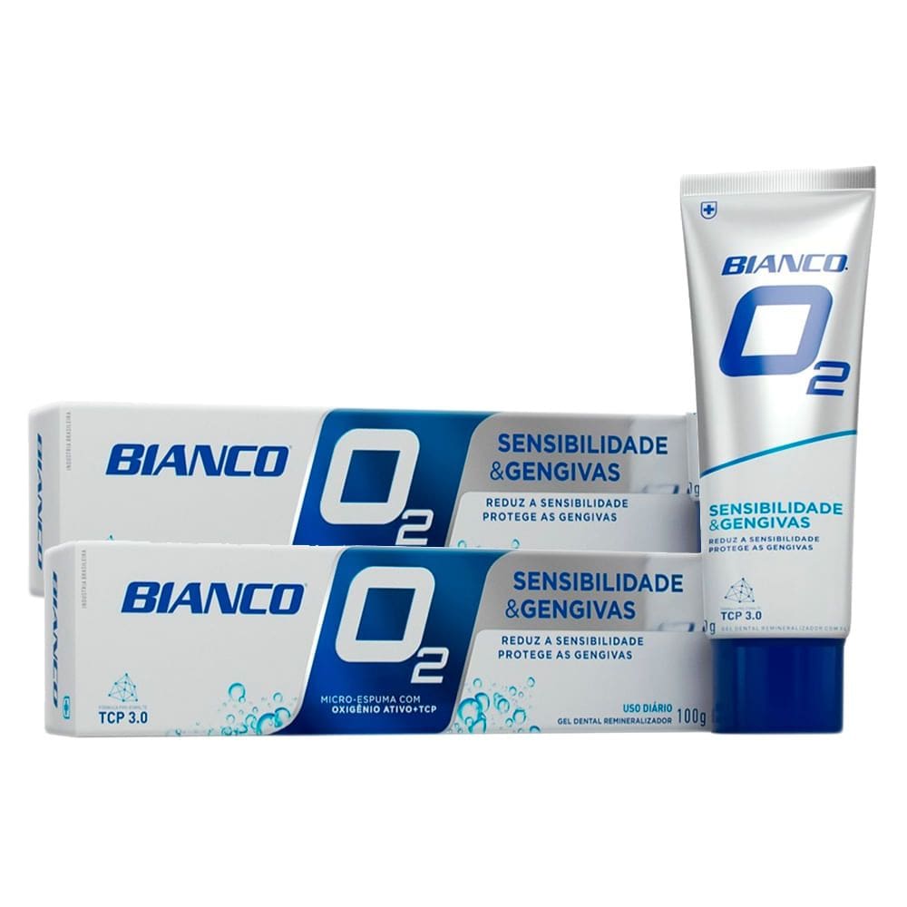 Kit 2 Creme Dental Bianco O2 Sensibilidade + Gengivas 100g