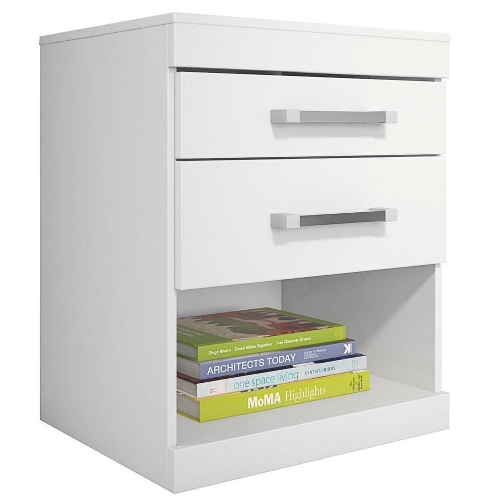 Mesa De Cabeceira Havana Plus 2 Gavetas Branco - Santos Andirá