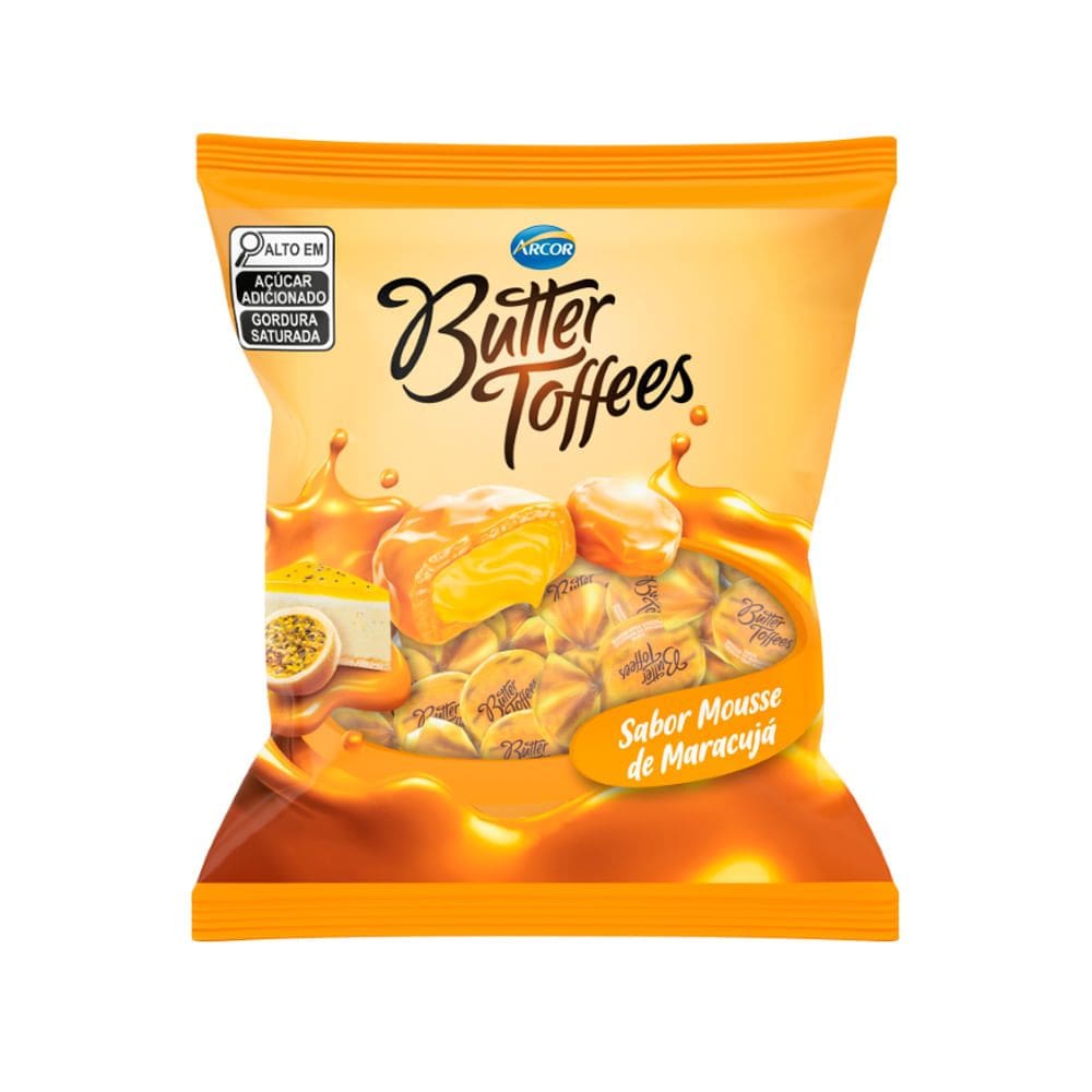 Bala Arcor Butter Toffees Sabor Mousse de Maracujá 90g