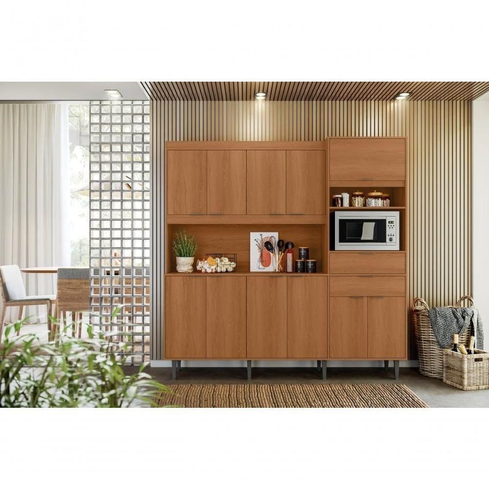 Cozinha Bahamas 11 Armários 2 Gavetas Com Espaço Para Microondas E Utilidades - Jequitiba