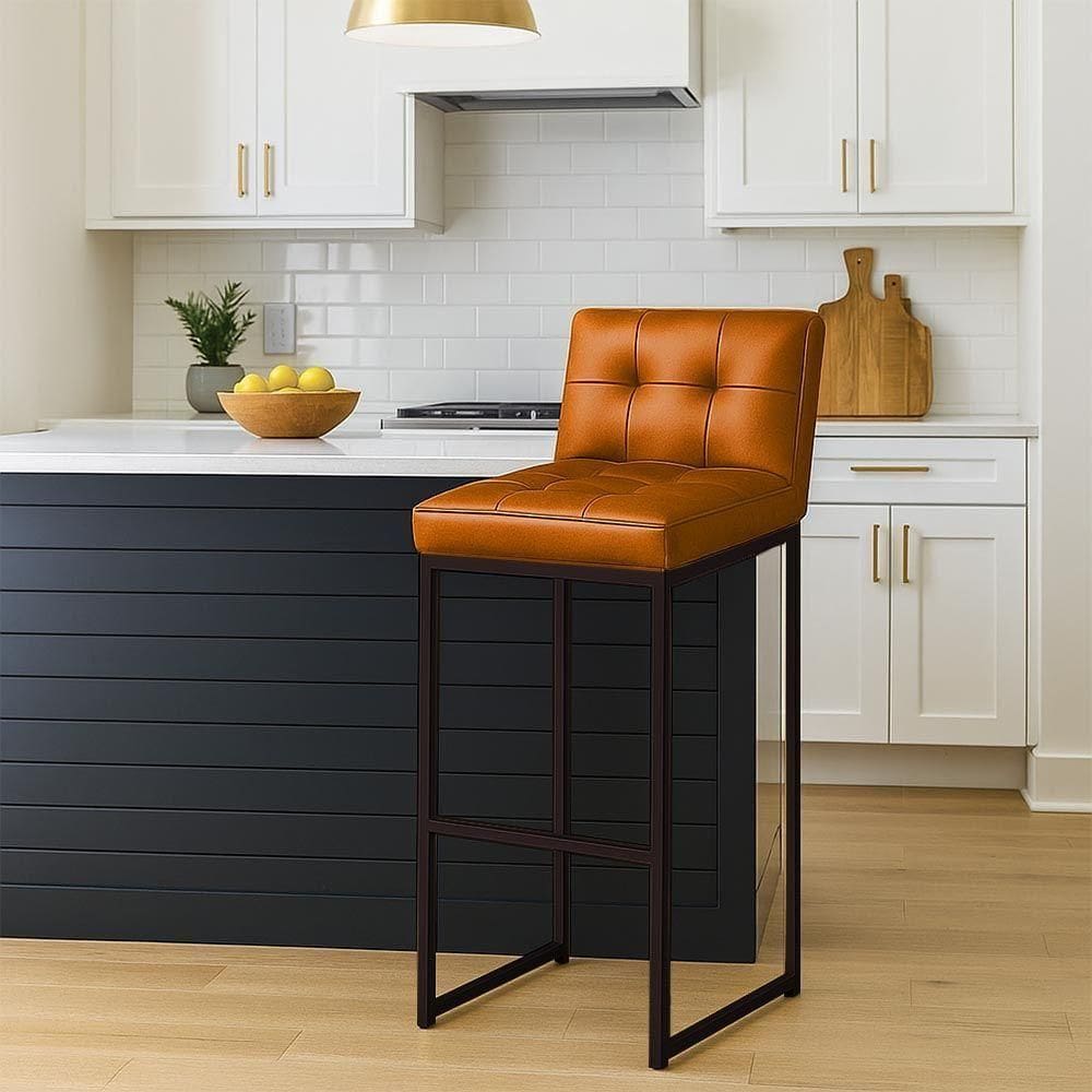 Banqueta Cozinha Alta Com Encosto Industrial Preto Lirina Pu C05 - D`rossi Whisky