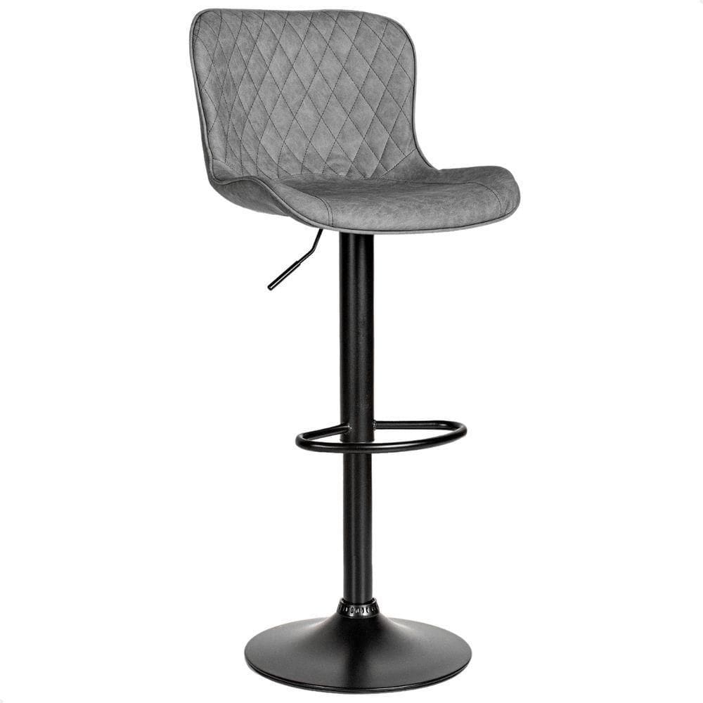 Banqueta Giratória Com Encosto Alta Para Cozinha Bancada Bar Cinza