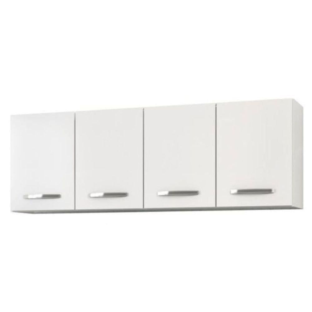 Armário Aéreo De Cozinha Panamá 04 Portas 160cm Branco - Lumil Móveis Branco-castanho