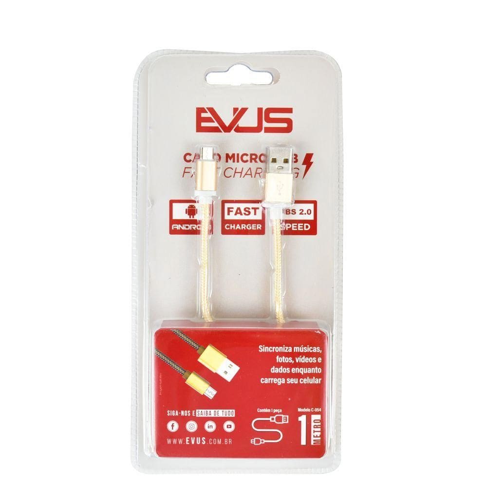 Cabo Usb Evus C-054 Fast Charge Micro Usb Gold 1,0m