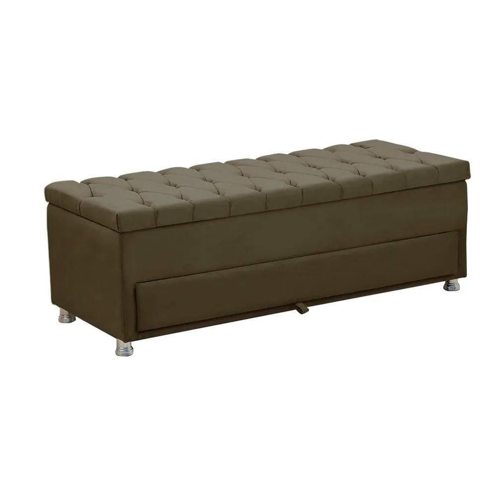 Calçadeira Sapateira Baú Munique 195cm De Largura Veludo Star Confort Marrom Castor