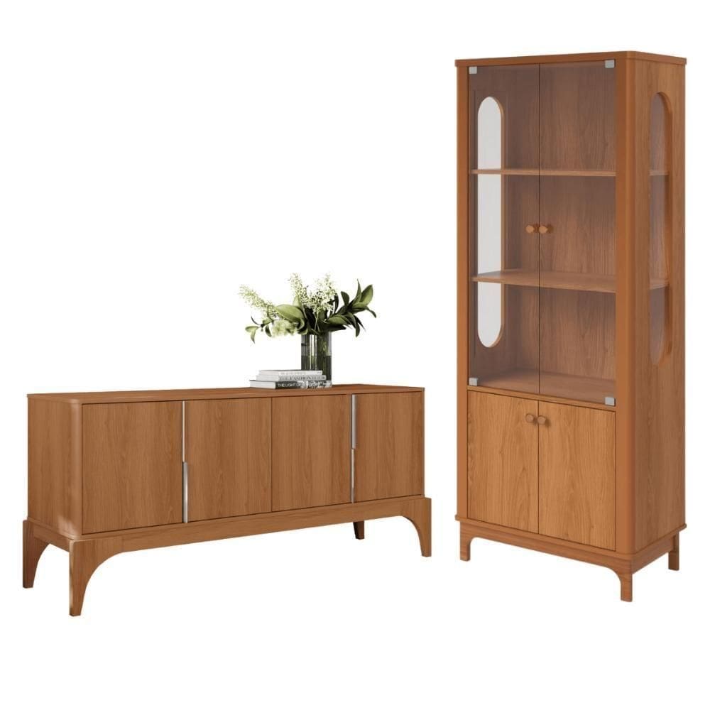 Conjunto Cristaleira + Buffet Teera Jequitiba