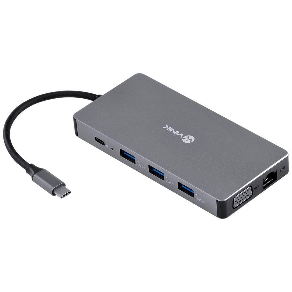Hub Usb Tipo C Type C 10 Em 1-3 Cartaosd Tf Hdmi Vga Audio P2 Rj45 Power (pd)60whc-10