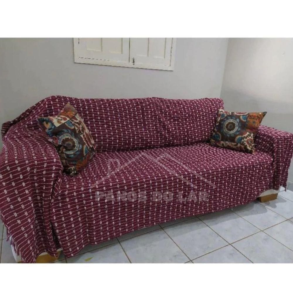 Manta Para Sofá De 2 Ou 3 Lugares Vinho Grande 100% Algodão 2,50x1,80 Gigante Protetor De Sofa