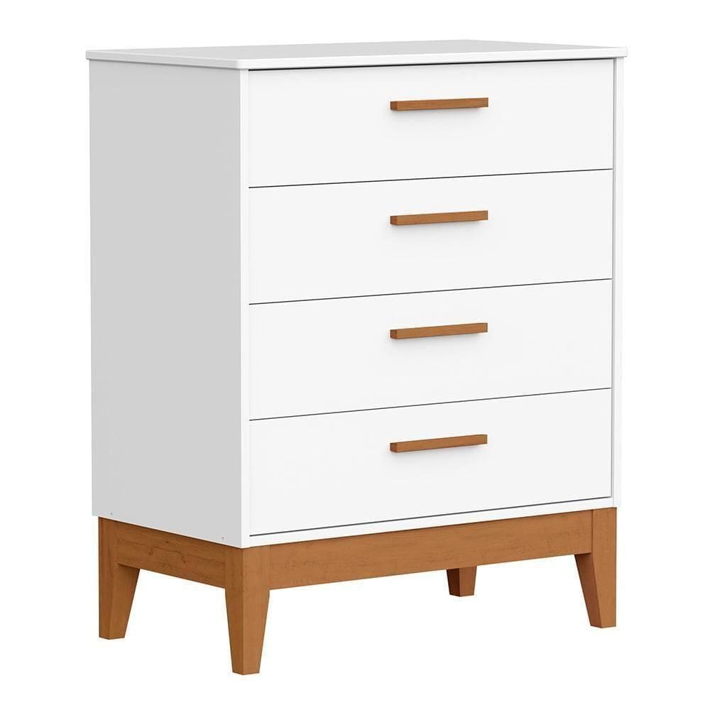 Cômoda Infantil Flip 4 Gavetas Branco Fosco - Reller Móveis Branco Fosco