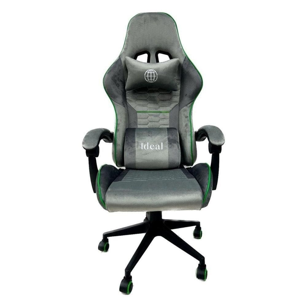 Cadeira Gamer Ergonômica Escritório Cinza Com Verde