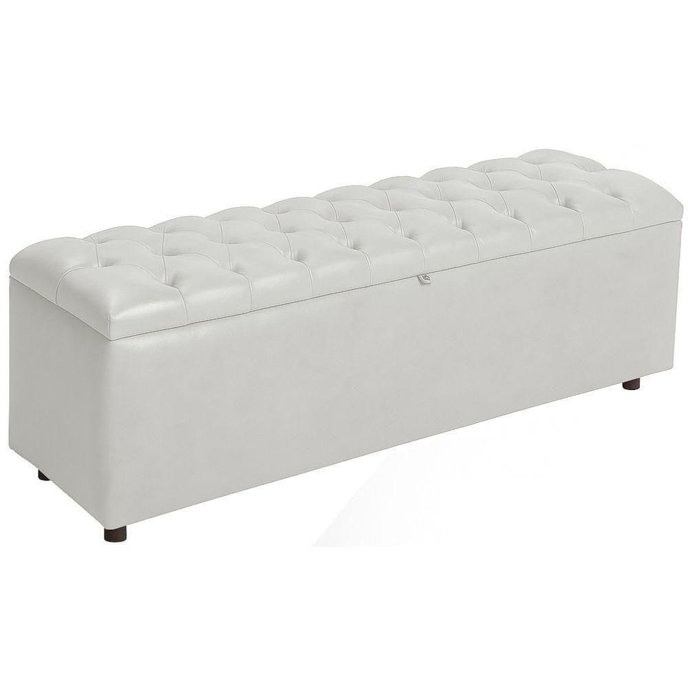 Baú Recamier Rominha Couro Branco 160 Cm