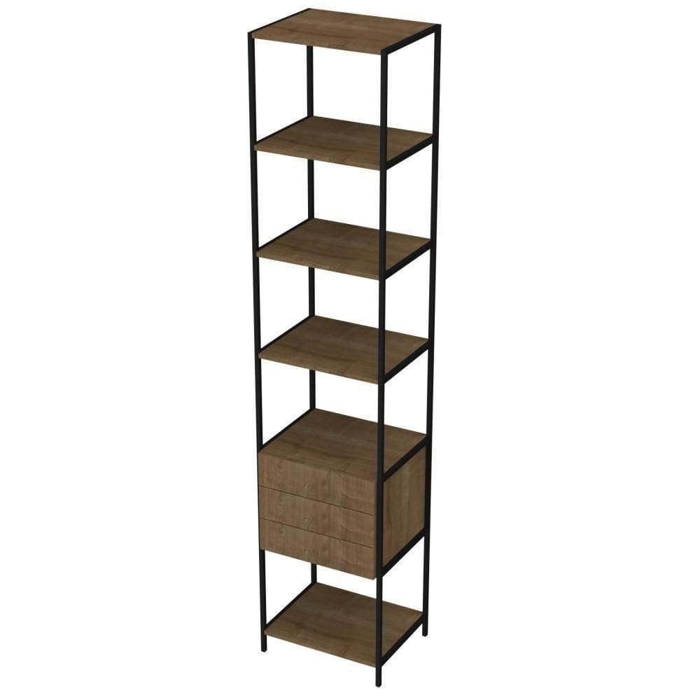 Estante Livreiro Steel Quadra 27807 3 Gavetas Vermont Base Preta - Artesano