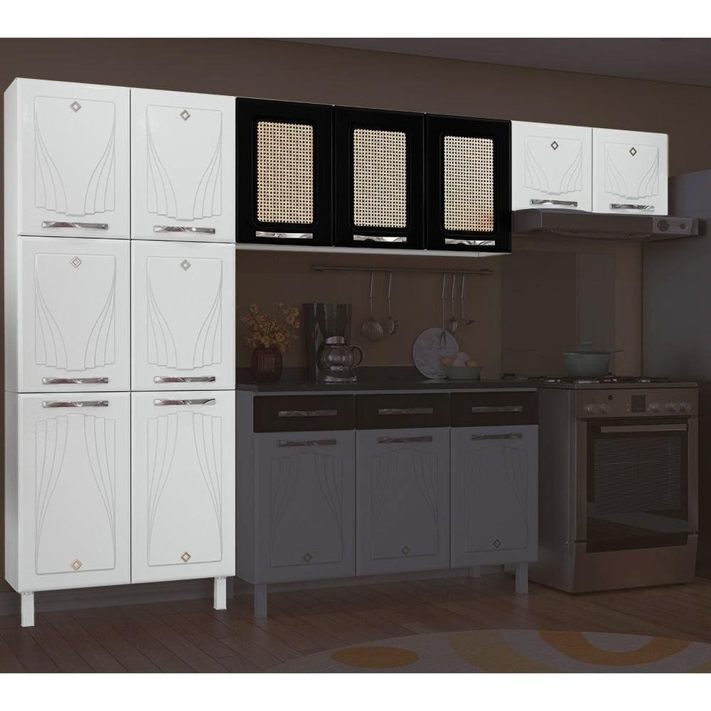 Armário De Cozinha De Aço Star 3 Peças Com Palha - Preto