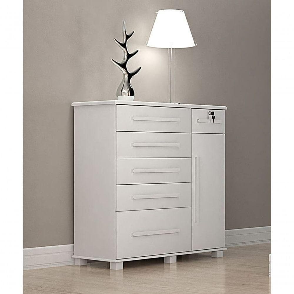 Cômoda Para Quarto Com Sapateira 6 Gavetas - 046-neve - Star Móveis