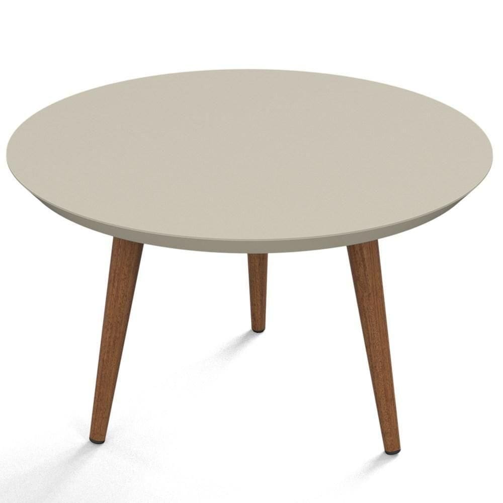 Mesa De Centro Redonda Pés Madeira Luna 590 Off White - Patrimar