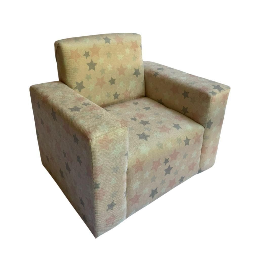 Mini Sofa Infantil Poltrona Criança Estofado Com Personagem Estrelas