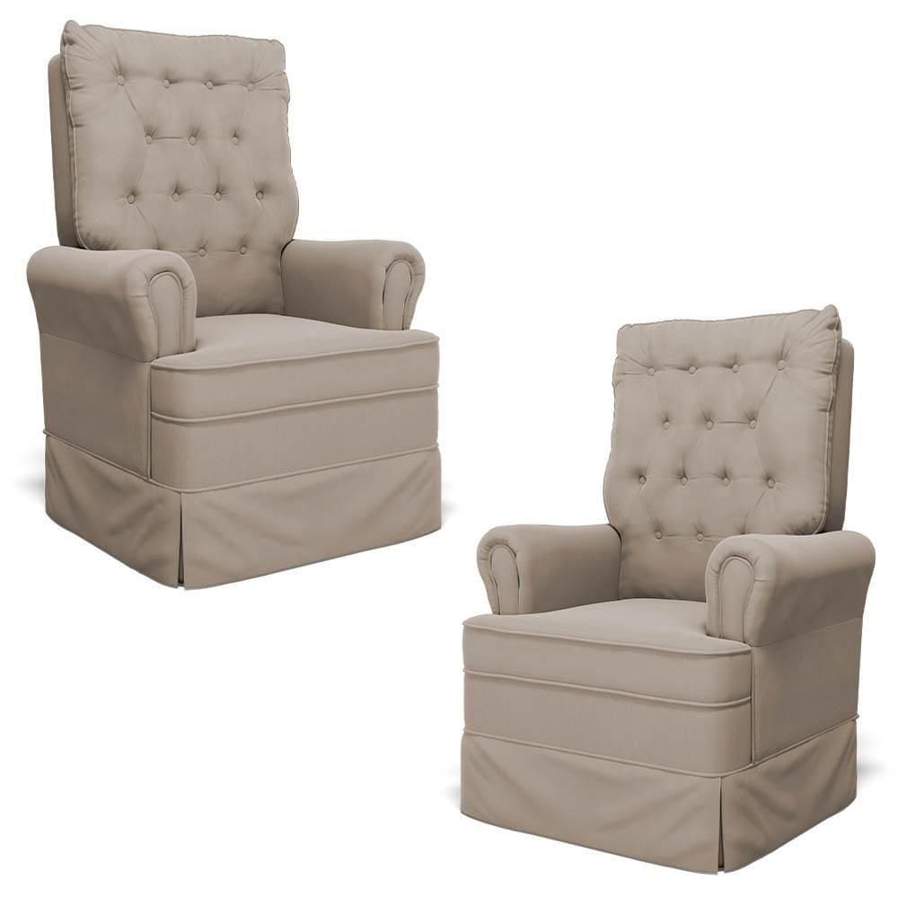 Kit 02 Poltronas De Amamentação E Descanso Com Balanço Laís G05 Veludo Bege - Mpozenato