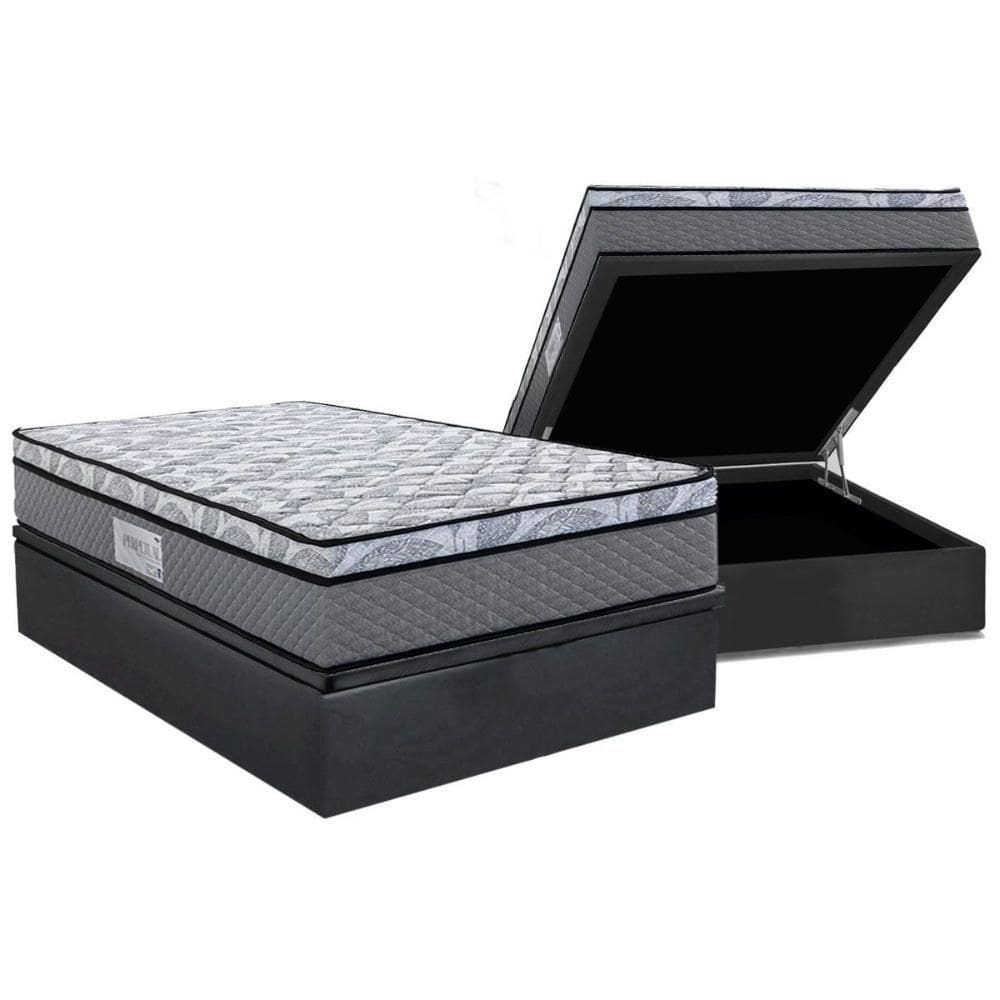 Cama Box Baú Casal: Colchão Ortopédico Herval D60 - Ag65 Perpetual + Base Crc Suede Gray (138x188)