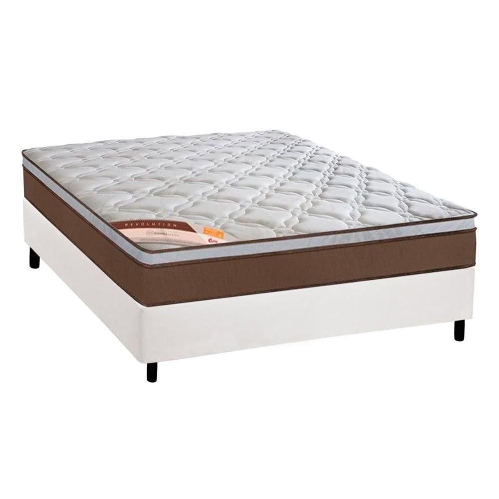 Cama Box Casal: Colchão Molas Ensacadas Castor Revolution + Base Crc Courano White (138x188)