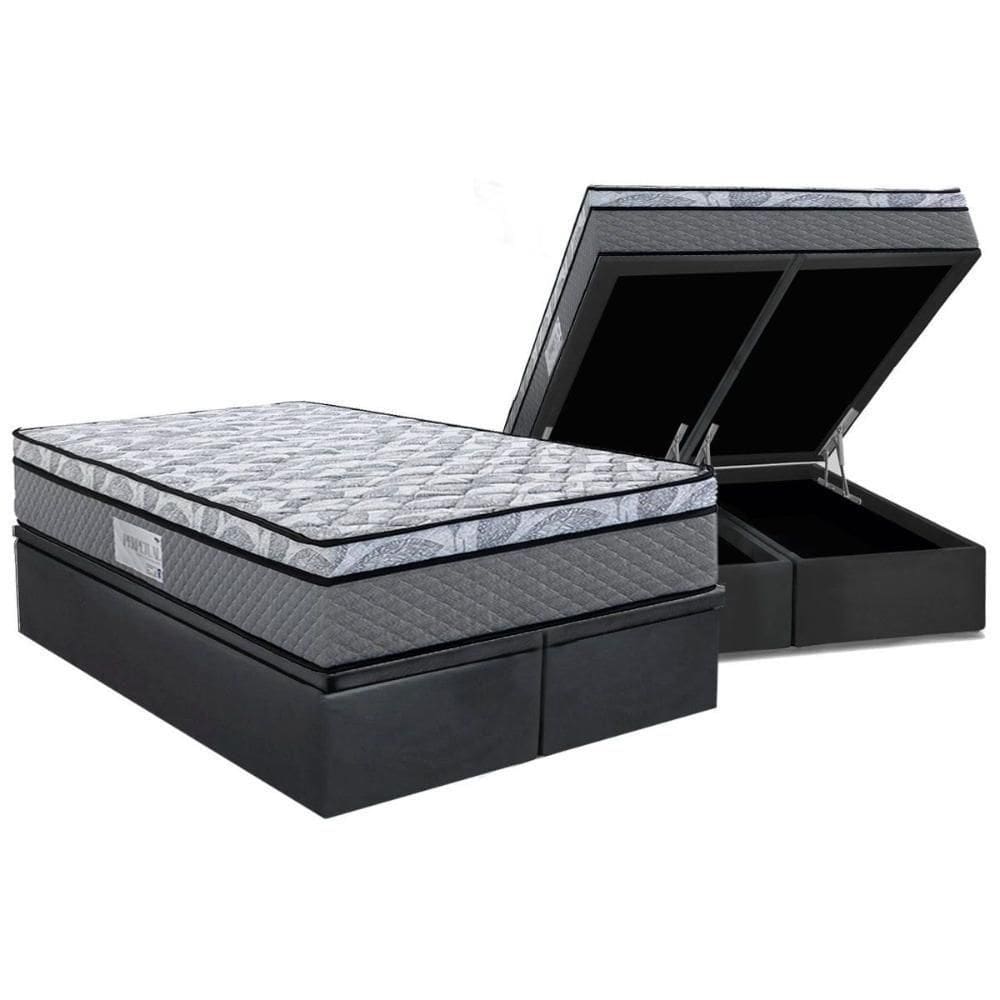 Cama Box King: Colchão Ortopédico Herval D60 - Ag65 Perpetual + Base Crc Suede Gray (193x203)