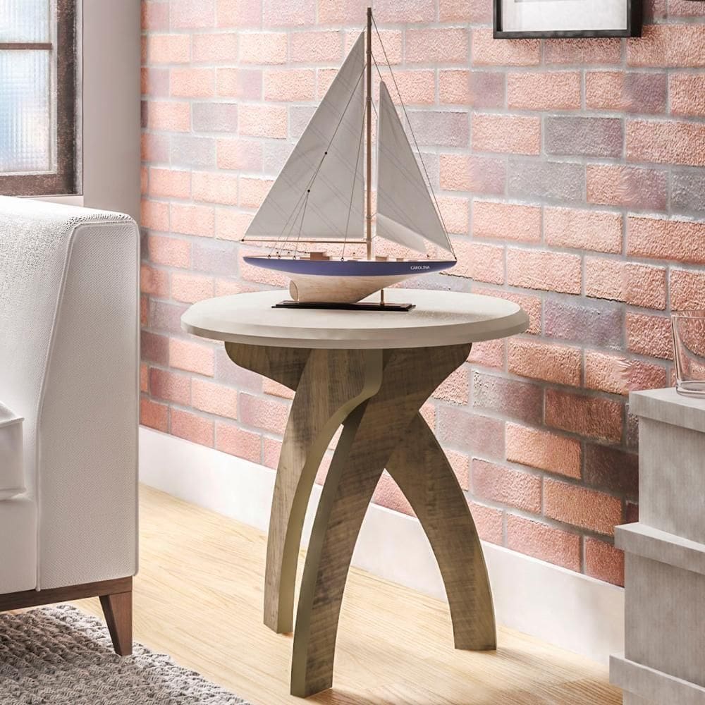 Mesa De Canto Lateral 50cm Para Sala Leeroy Off/pinho A09 - Mpozenato