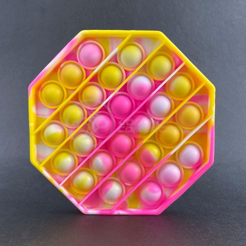 Pop It Octogonal Estourar Bolha Sensorial amarelo E Rosa