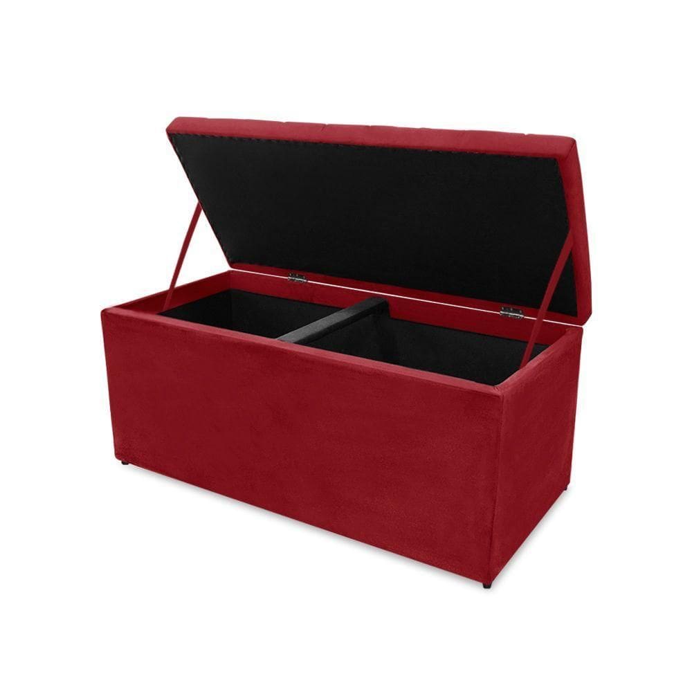 Calçadeira Baú Estofada Dunas Queen 160 Cm - Veludo Vermelho
