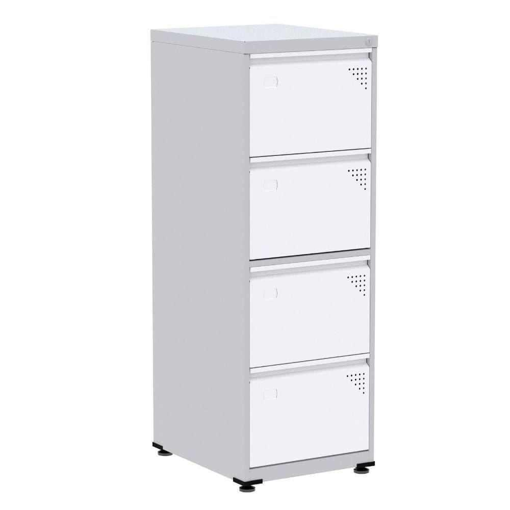Armário De Arquivo De Aço Pandin 4 Gavetas Gavetas Cinza-branco