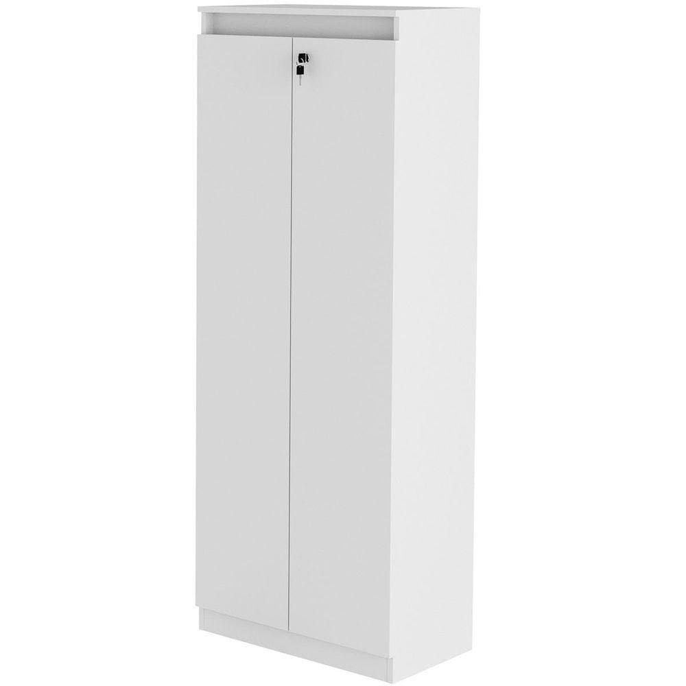Armário Alto Para Escritório 2 Portas Com Chave Branco