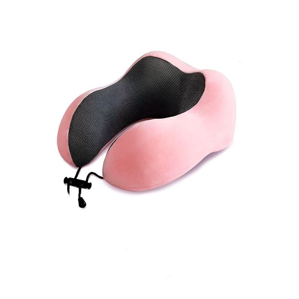 Almofada Travesseiro Pescoço Viagem Fecho Ajustável Cor:rosa
