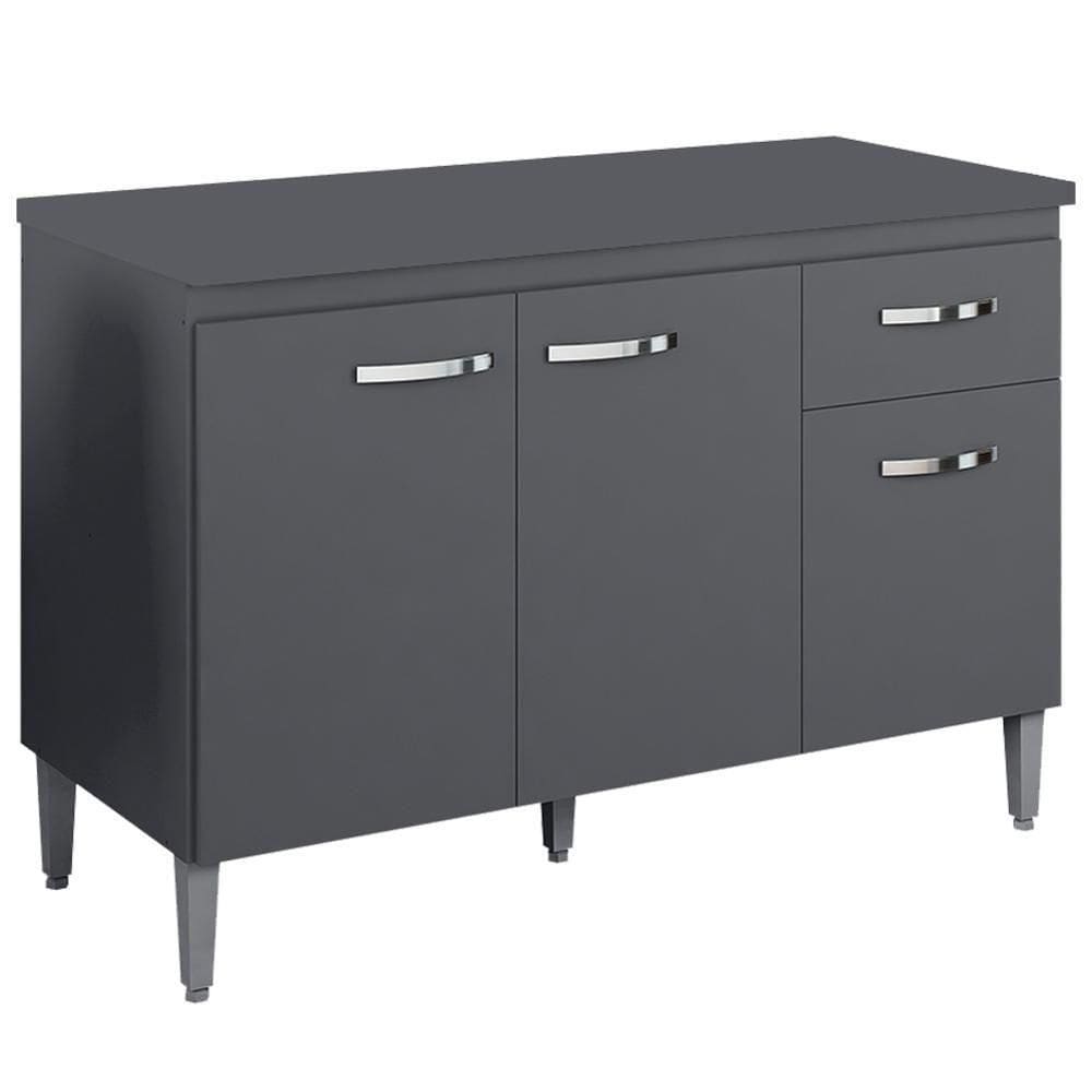 Balcao Com Tampo 120 Cm Gabriela Cinza Reajl Móveis Cinza