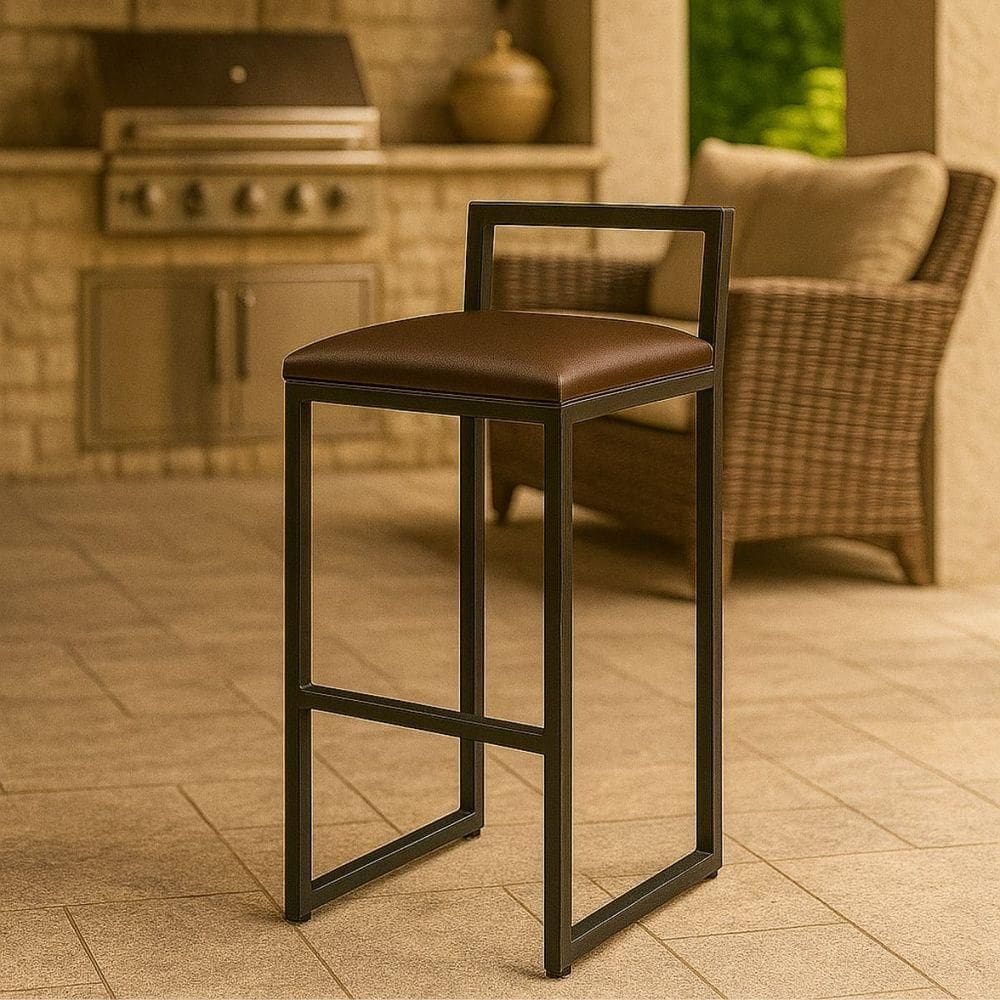 Banqueta Alta Premium Elegante Assento Estofado Resistente Marrom