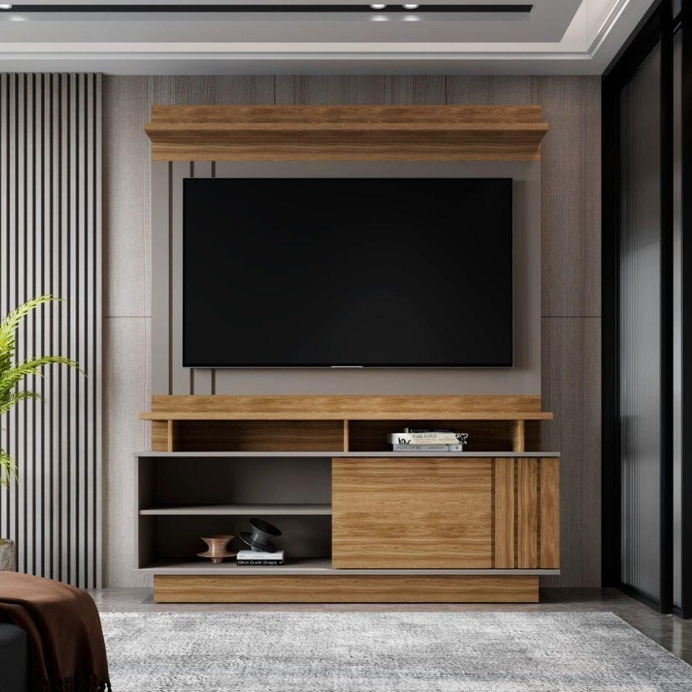 Estante Painel Home Para Tv 55” Goiás Grigio Fosco/amêndoa- Mabe Magazine