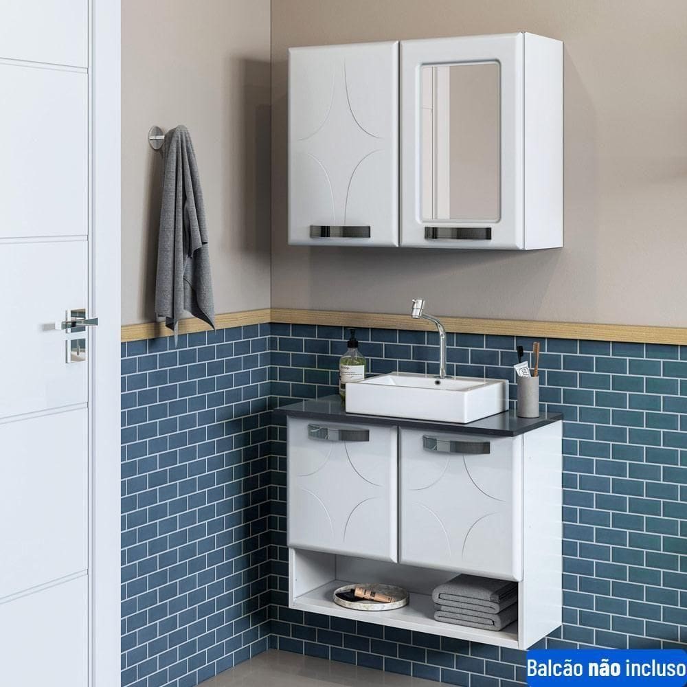 Armário Para Banheiro Em Aço Telasul Rubi Com Espelho 2 Portas