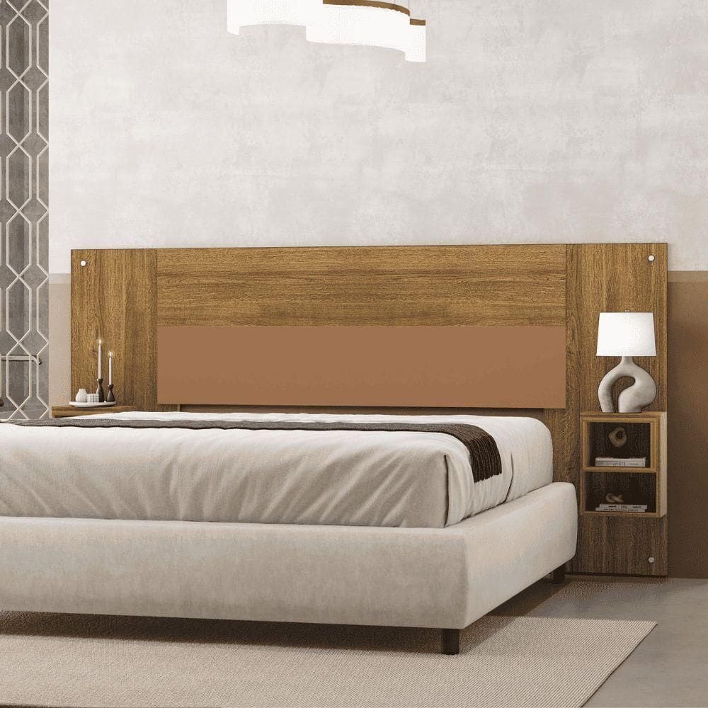 Cabeceira Cama Box Regulável Casal/solteiro Com Nicho Acoplado Tóquio Nature/brisa/camarim - Mabe Magazine