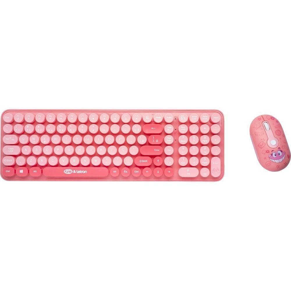 Kit Teclado E Mouse Letron Fini Sem Fio Rosa
