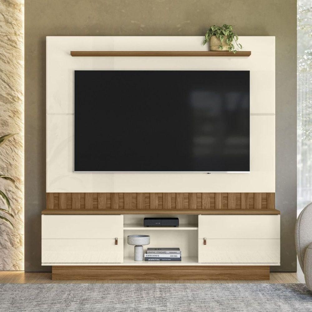 Estante Painel Home Para Tv 70” Florianópolis Off White/amêndoa- Mabe Magazine