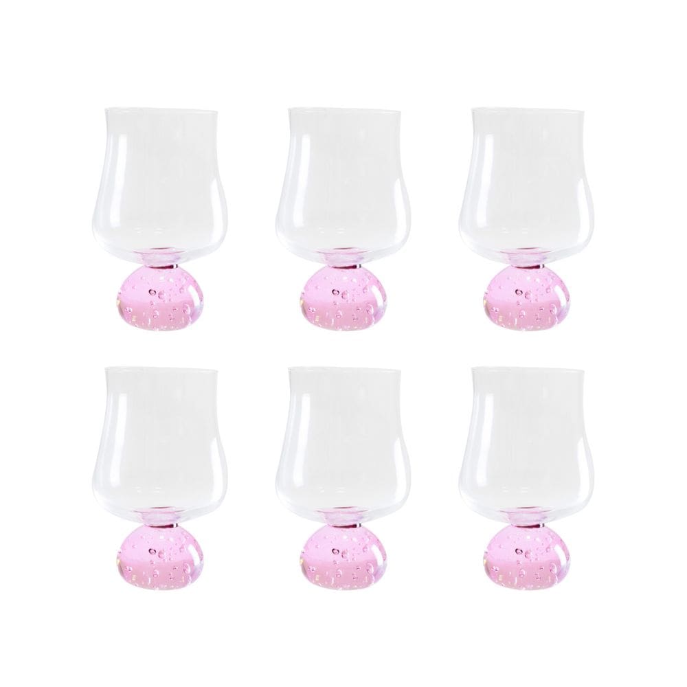 Conjunto 6 Copos de Vidro Base Rosa 440ML 15cm GI0053 BTC